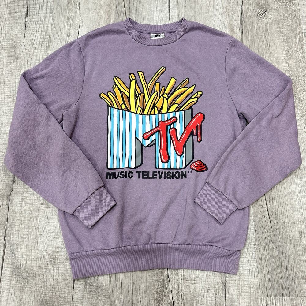 MTV Music Television Sweatshirt Small Purple Lilac Logo Crewneck S (34-36)